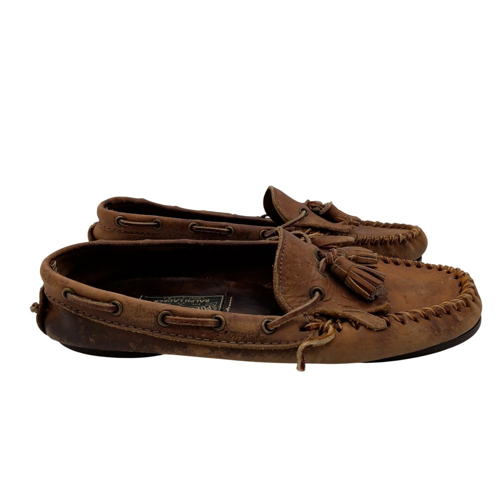 Polo Country Ralph Lauren Mens 9.5 Brown Leather Tassel Kiltie Moccasins USA